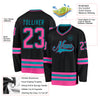 Custom Black Pink-Teal Hockey Jersey