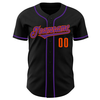 Custom Black Purple-Orange Authentic Baseball Jersey