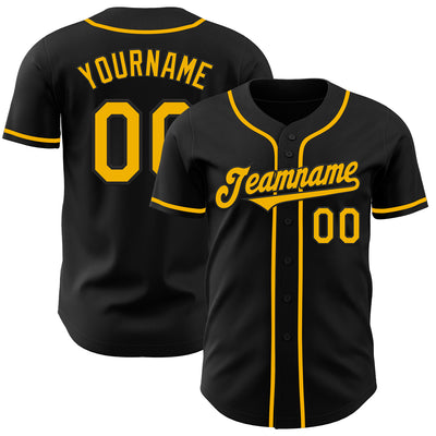 Custom Black Gold Authentic Baseball Jersey