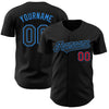 Custom Black Electric Blue-Red Authentic Baseball Jersey