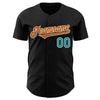 Custom Black Teal-Texas Orange Authentic Baseball Jersey