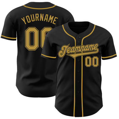 Custom Black Old Gold Authentic Baseball Jersey