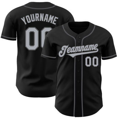 Custom Black Gray-Steel Gray Authentic Baseball Jersey