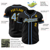 Custom Black Light Blue-Yellow Authentic Baseball Jersey