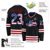 Custom Black USA Flag Royal-Red Hockey Jersey