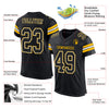 Custom Black White-Gold Mesh Authentic Football Jersey