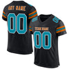 Custom Black Teal-Texas Orange Mesh Authentic Football Jersey