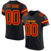 Custom Black Red-Gold Mesh Authentic Football Jersey