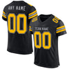 Custom Black Gold-Gray Mesh Authentic Football Jersey