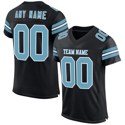 Custom Black Shadow Blue-White Mesh Authentic Football Jersey