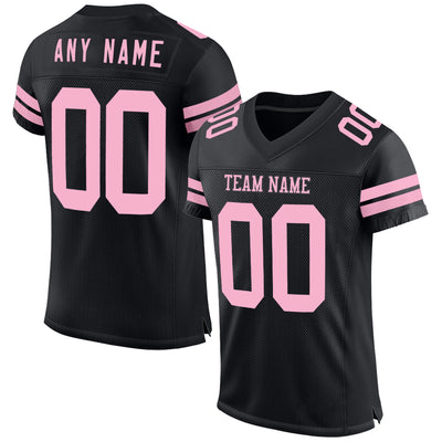 Custom Black Light Pink Mesh Authentic Football Jersey