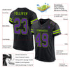 Custom Black Purple-Neon Green Mesh Authentic Football Jersey