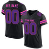 Custom Black Purple-Pink Mesh Authentic Football Jersey