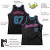 Custom Black Teal-Pink Authentic Throwback Basketball Jersey