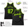 Custom Black Neon Green Authentic Throwback Basketball Jersey