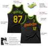 Custom Black Neon Green-Red Authentic Throwback Basketball Jersey