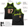 Custom Black Medium Pink-Neon Green Authentic Throwback Basketball Jersey