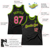 Custom Black Pink-Neon Green Authentic Throwback Basketball Jersey