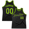 Custom Black Neon Green-Purple Authentic Throwback Basketball Jersey