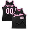 Custom Black White-Pink Authentic Throwback Basketball Jersey