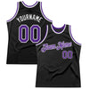 Custom Black Purple-White Authentic Throwback Basketball Jersey