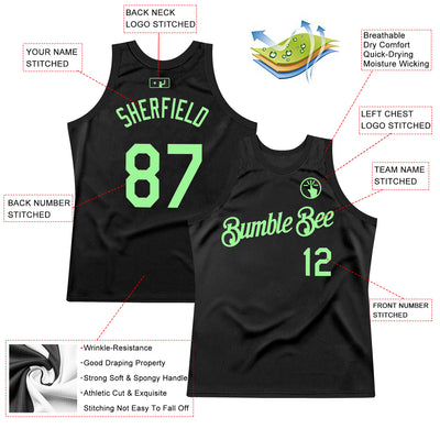 Custom Black Pea Green Authentic Throwback Basketball Jersey