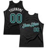 Custom Black Midnight Green-White Authentic Throwback Basketball Jersey