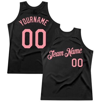 Custom Black Medium Pink Authentic Throwback Basketball Jersey