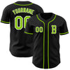 Custom Black Neon Green-White Authentic Baseball Jersey