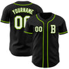 Custom Black White-Neon Green Authentic Baseball Jersey