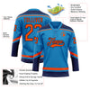 Custom Blue Orange-Navy Hockey Lace Neck Jersey