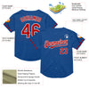 Custom Blue Red-White Mesh Authentic Throwback Baseball Jersey