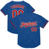 Custom Blue Red-White Mesh Authentic Throwback Baseball Jersey