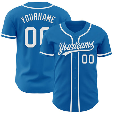 Custom Blue White Authentic Baseball Jersey