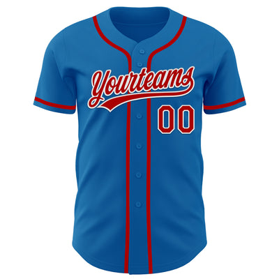 Custom Blue Red-White Authentic Baseball Jersey