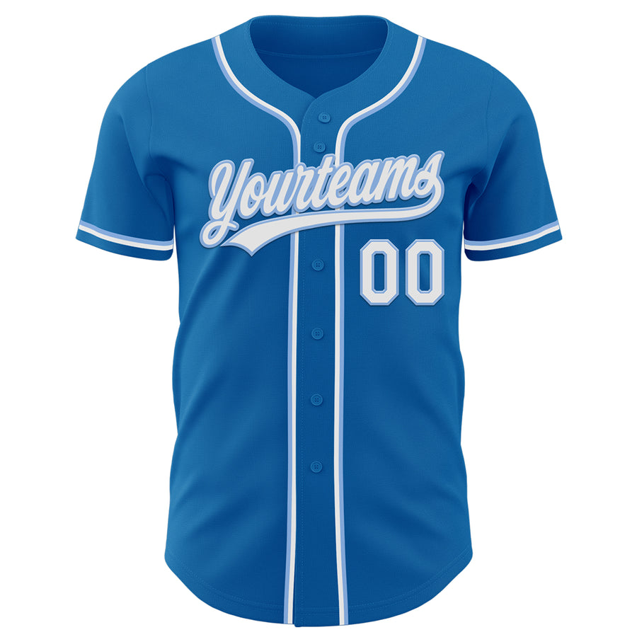 Custom Blue White-Light Blue Authentic Baseball Jersey