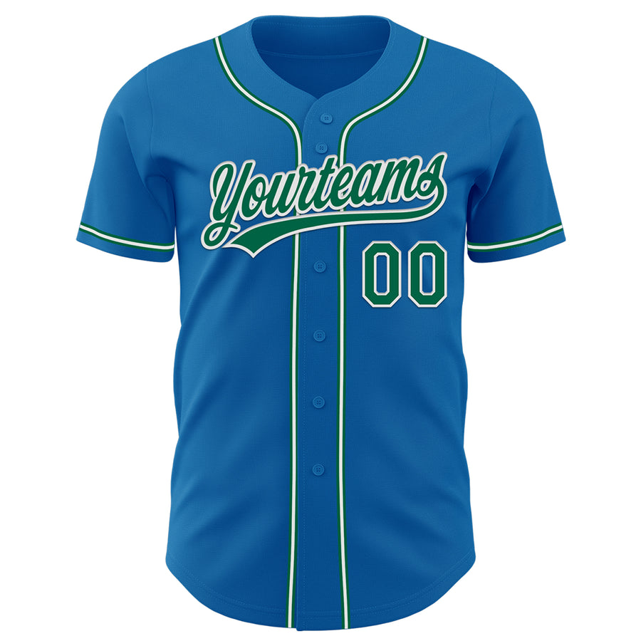 Custom Blue Kelly Green-White Authentic Baseball Jersey