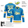 Custom Blue White-Yellow Hockey Lace Neck Jersey