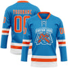 Custom Blue Orange-White Hockey Lace Neck Jersey