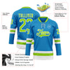 Custom Blue Neon Green-White Hockey Lace Neck Jersey