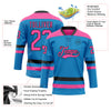 Custom Blue Pink-Black Hockey Lace Neck Jersey