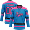 Custom Blue Pink-Black Hockey Lace Neck Jersey