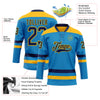 Custom Blue Navy-Gold Hockey Lace Neck Jersey