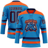 Custom Blue Navy-Orange Hockey Lace Neck Jersey