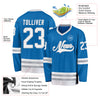 Custom Blue White-Gray Hockey Jersey