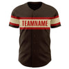 Custom Brown Cream-Red Authentic Baseball Jersey