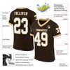 Custom Brown White-Old Gold Mesh Authentic Throwback Football Jersey