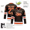 Custom Brown Orange-White Hockey Lace Neck Jersey