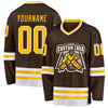 Custom Brown Gold-White Hockey Jersey