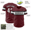 Custom Burgundy White-Black Authentic Baseball Jersey